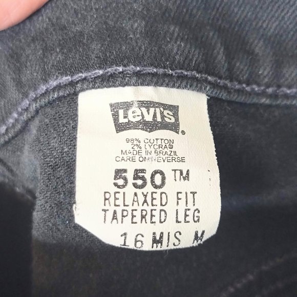 Levi's 550 Vintage 90s Women's Relaxed Fit Tapered Leg Black Jeans Size 16 - Picture 4 of 9